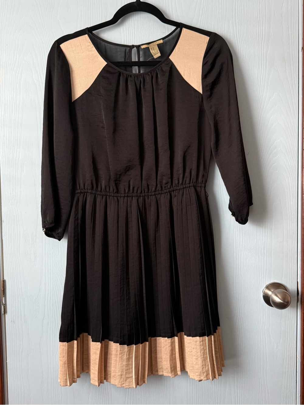 Forever 21 Black Dress with Beige Shoulder and Hem Panels